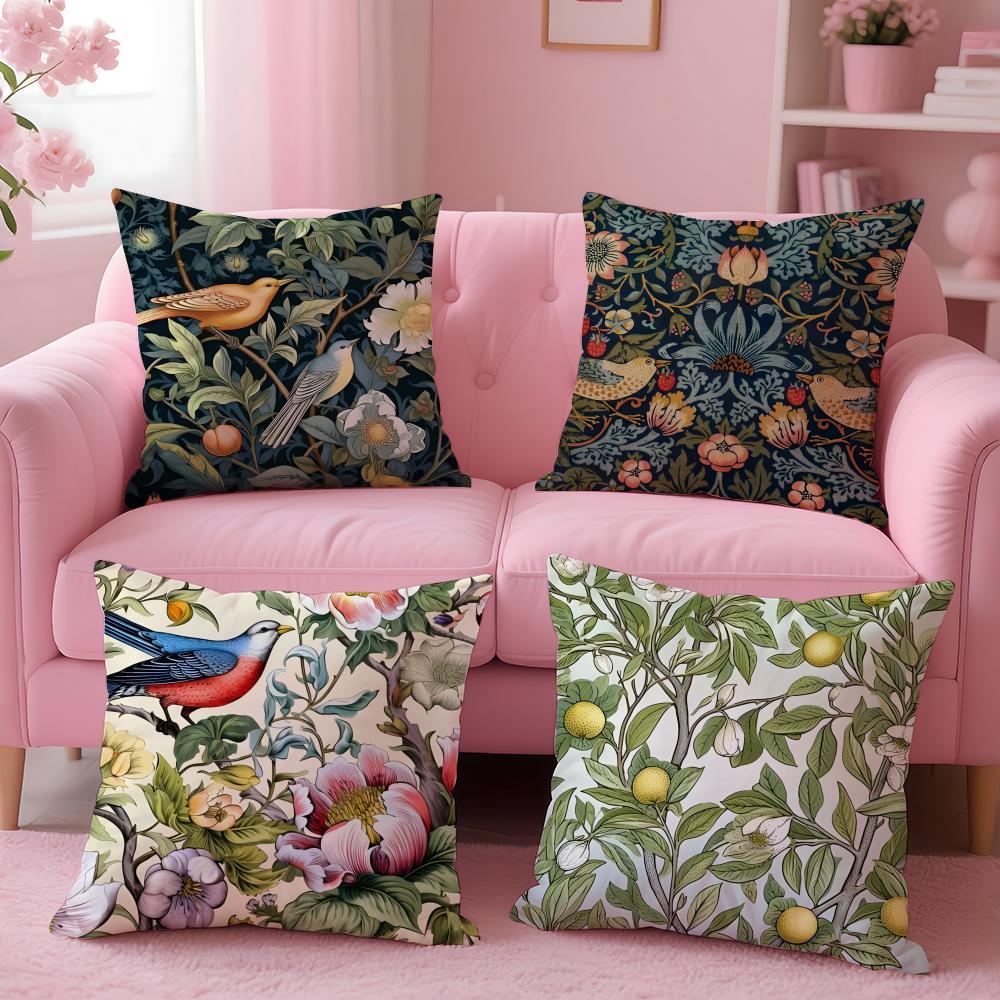 Art WWilliam Morris Cushion Cover Pillow Case Soft Skin Friendly Fabric Comfort Concealed Zipper