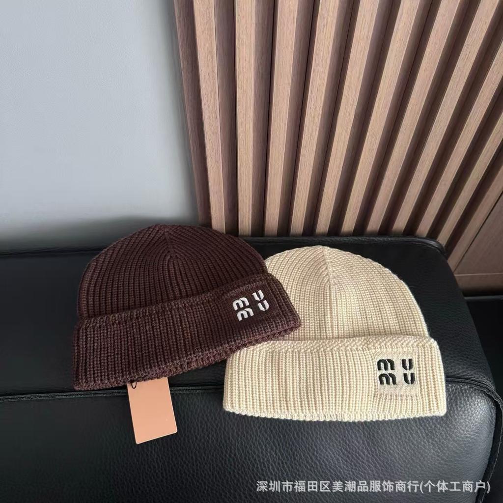 New Baotou Cold Hat Premium Retro Alphabet Wool Knitted Hat Women's Autumn and Winter Wool Hat Versatile Fashion