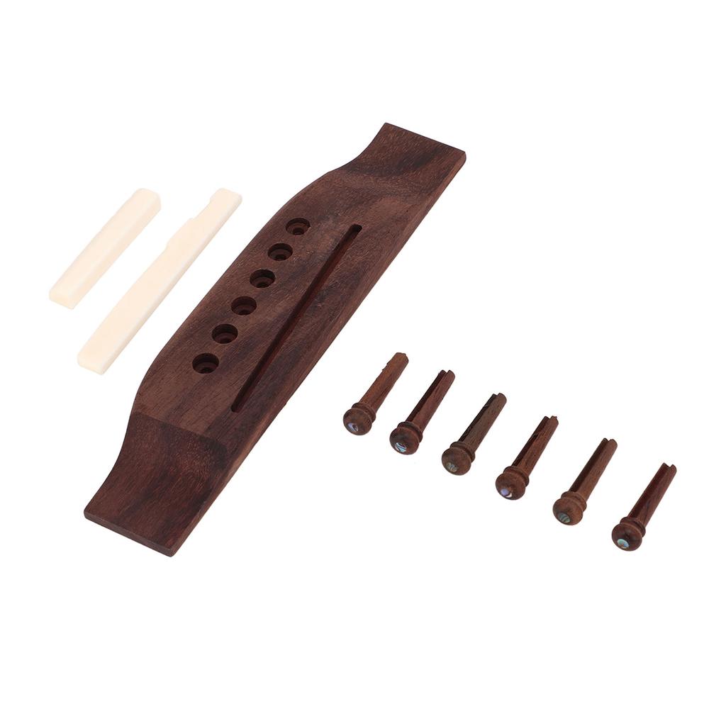 Acoustic Guitar Bridge Parts Replacement Accessories Rosewood Pins Bone Nut Saddle Set