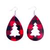 Trendy Multi-Layer Plaid Christmas Tree Leather Earrings