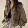 Простая вельветовая рубашка с двумя карманами, женская осенне-зимняя модная короткая куртка, блузка