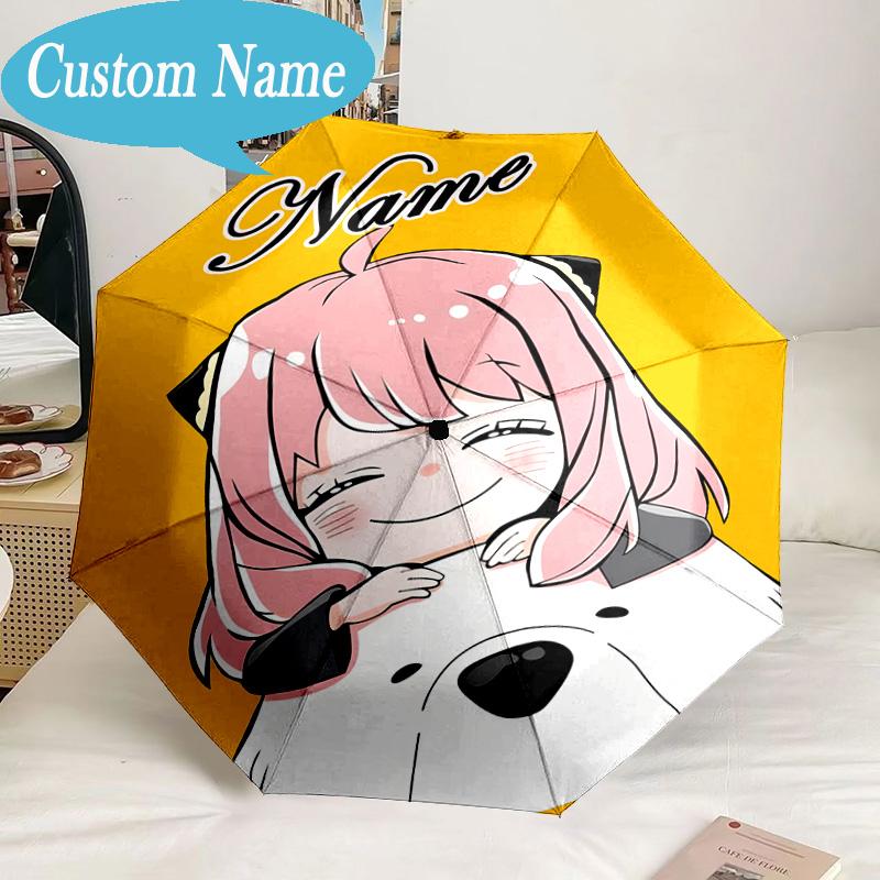 Custom Name Umbrella Adventure Cute Anya Umbrella 8-Frame for Travel, Camping, Casual Lightweight Portable, Essential for Family Gifts