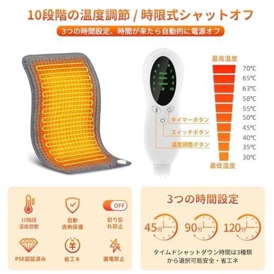 Electric mat single use mini carpet 30x60cm timer function 10-level temperature adjustment quick heating overheat prevention energy-saving washable
