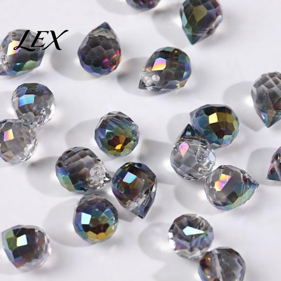 Crystal Beads for Ornaments Faceted Teardrop Glass Beads, Water Drop Loose Spacer Top Drilled DIY Earring Necklace Components Sun Catcher, Bracelet
