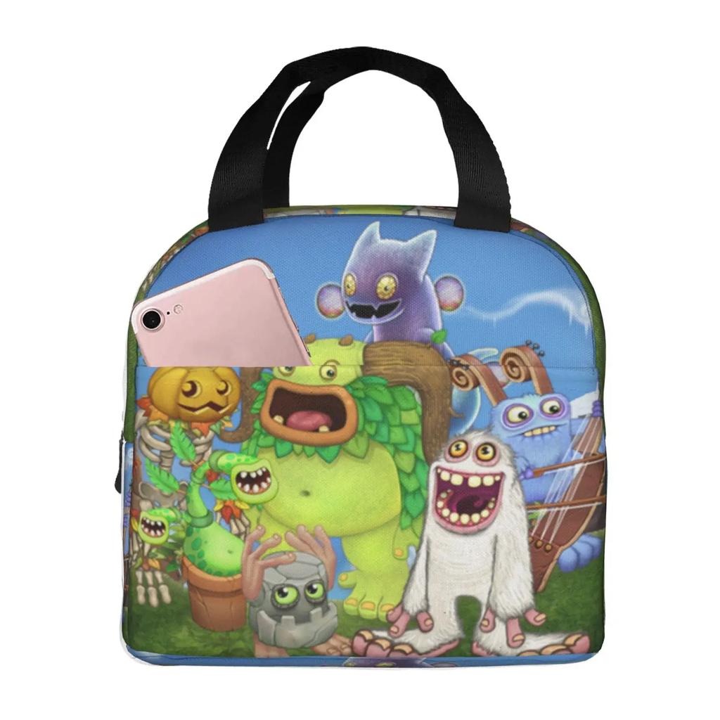 Изолированная сумка для обеда My Singing Monsters Cartoon для кемпинга, путешествий, видеоигр, водонепроницаемая термосумка для бенто-бокса для женщин и детей