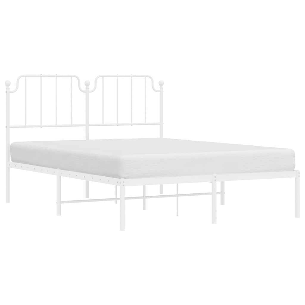 Metal Bed Frame with Headboard White 150 x 200 cm