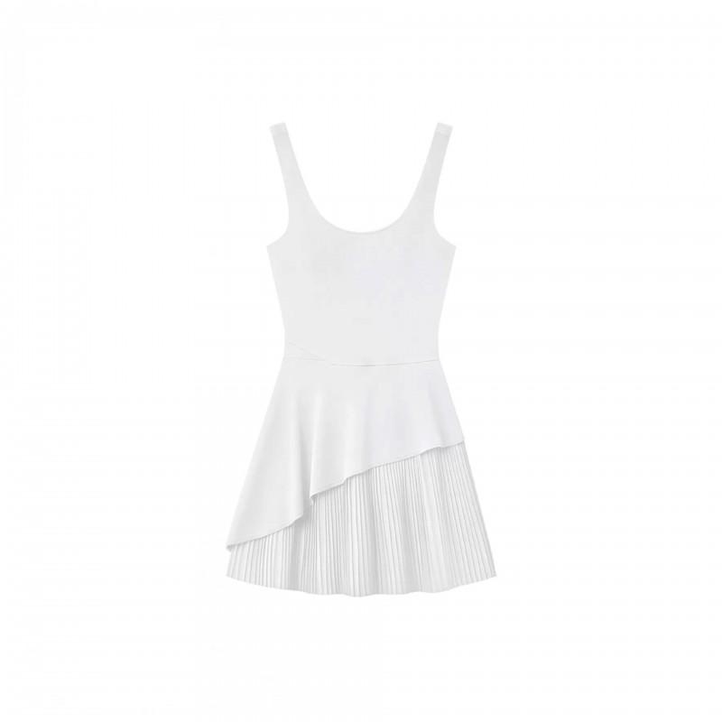 Womens Quick-Dry Tennis Dress With Removable Padded Bra Built-in Safety Shorts Pleated Skirt Moisture-Wicking