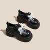Spring and Autumn new British style platform versatile women's shoes black soft-soled small leather shoes heightening single shoes