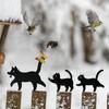 Милая семья кошек, садовые колышки, металлические силуэты кошек, всепогодный садовый колышек с животными, газонные статуи для двора, патио, газона, улицы