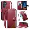 Кошелек-чехол с магнитной картой и слотами, кожаный чехол для телефона Samsung S26 Ultra S25 Edge Plus S24 FE A56, с ремешком, книжка