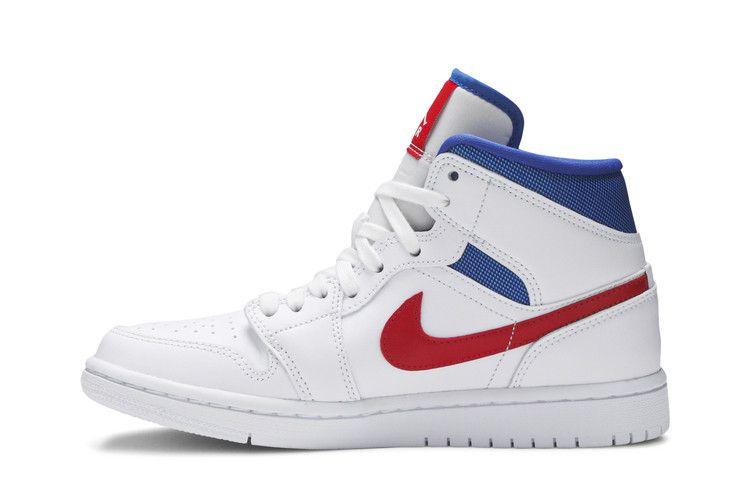 Women's Sneakers Jordan 1 Mid White Red Royal (Women's) White/University Red-Game Royal