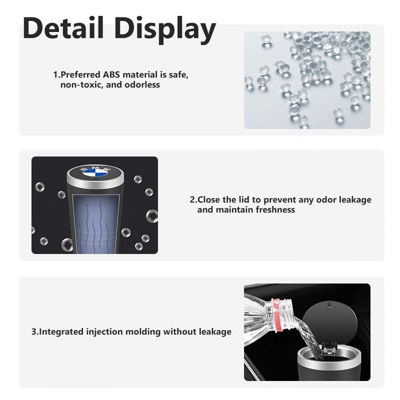 AABY1 Car Center Console Garbage Bin Storage Trash Can Cup Holder For BMW M Performance E36 E46 E60 E90 E91 E92 E93 F30 F20