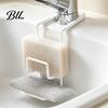Steel Wool Storage Holder Kitchen Sink Sponge Holder, Double Layer Iron Faucet Organizer, Rustproof Area Clutter Solution Hollow Design Rack for Dish