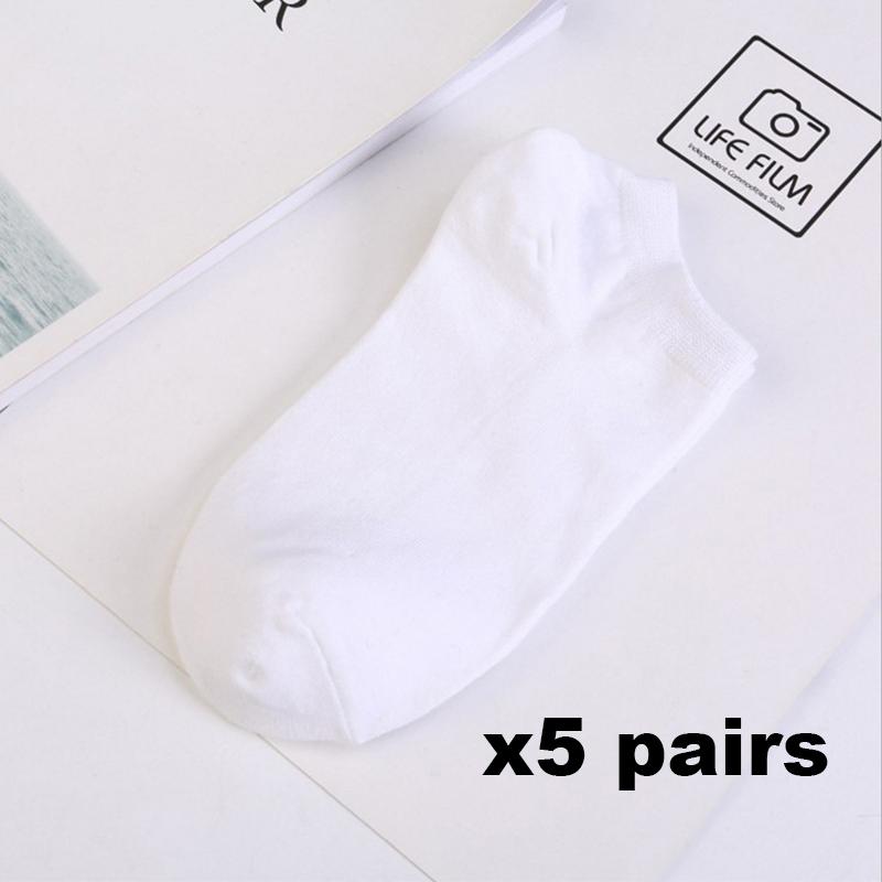 5 пар мужских дышащих спортивных носков, однотонные белые, черные, хлопковые носки-лодочки, носки до щиколотки