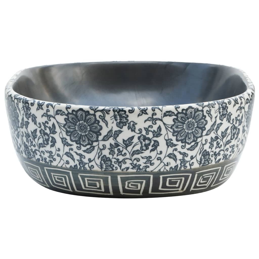 Countertop Wash Basin Black and Blue Oval 47 x 33 x 13 cm Ceramic