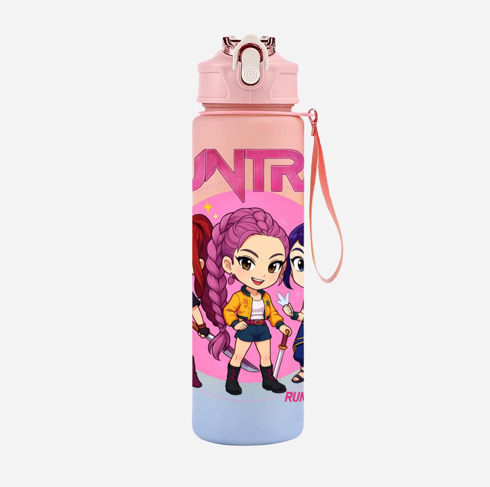 Cartoon K-Pop Demon Hunters Printed 750Ml Water Bottle Large Capacity Drinking Cup Portable Outdoor Sports Water Cup Children Gift
