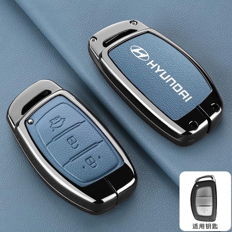 3 Buttons Zinc Alloy Leather Car Key Case For Hyundai Tucson Sonata Santa Fe Elantra Accent Solaris Verna ix25 ix35 i20 i30 i40 NN3