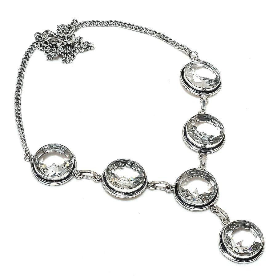 White Topaz Gemstone 925 Sterling Silver Jewelry Necklace 18"