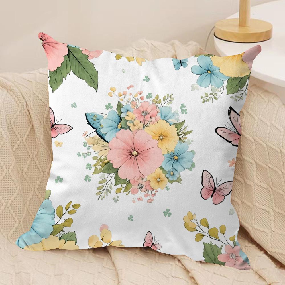 spring floral Cushion Cover Soft Plush Fabric DoubleSided Printed Cushion Covers for All Seasons Modern HomeDecor Gift