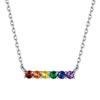 Радужное ожерелье для женщин Популярный милый циркониевый серебряный аксессуар 925 ЛГБТ цвета радуги [Suplight]