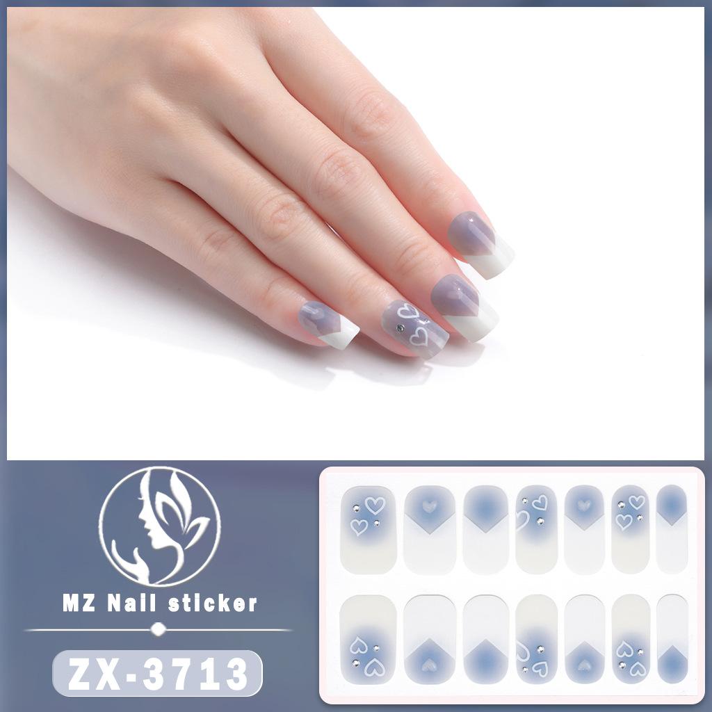 ZX 3D Waterproof No-Cure Gel Nail Wraps, Full Cover Japanese & Korean Style Spring & Summer Nail Stickers, Nail Patch Films