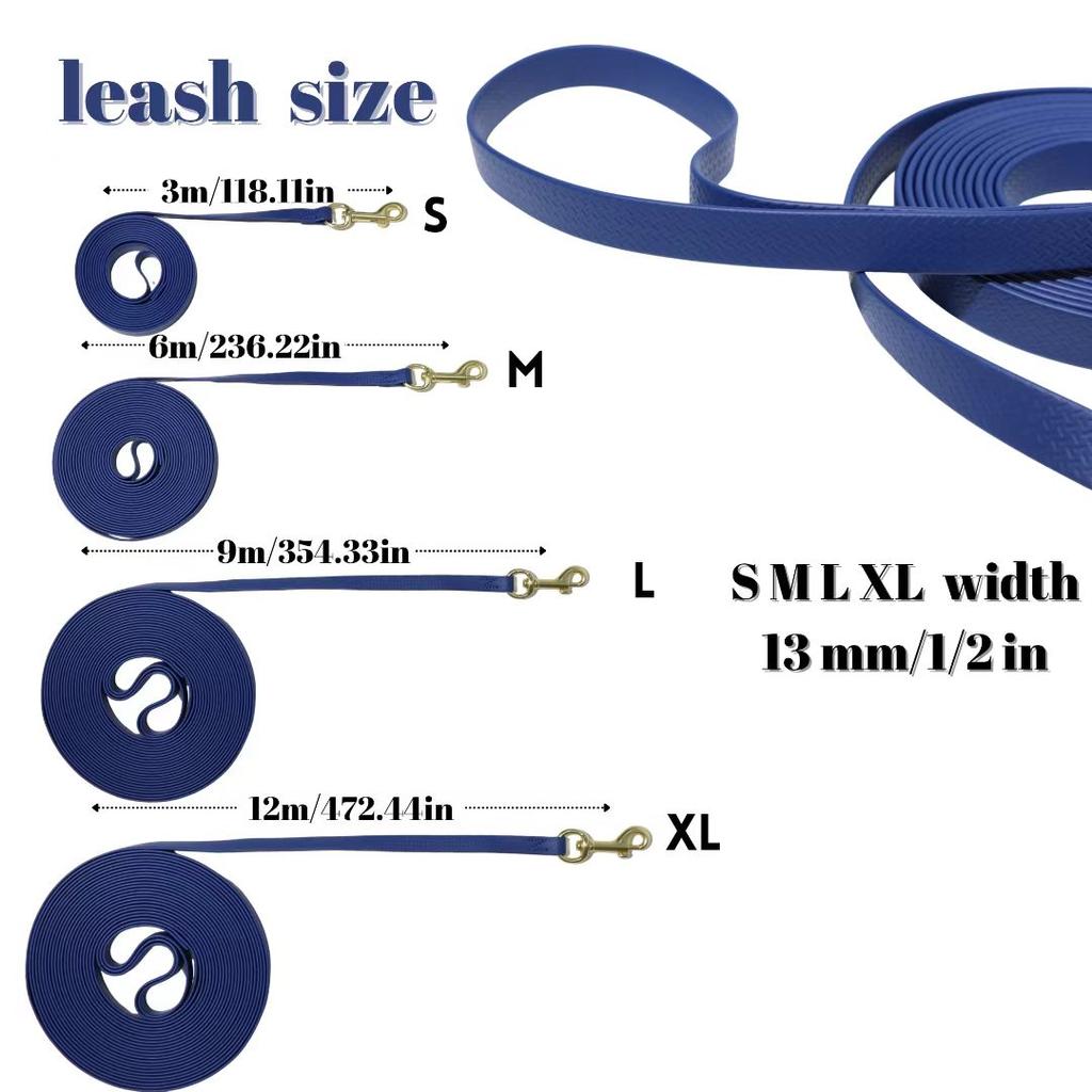 Colorful Waterproof PVC Dog Leash, Gold Zinc Alloy Buckle, Durable Pet Walking Training Lead in Blue/Orange/Dark Blue