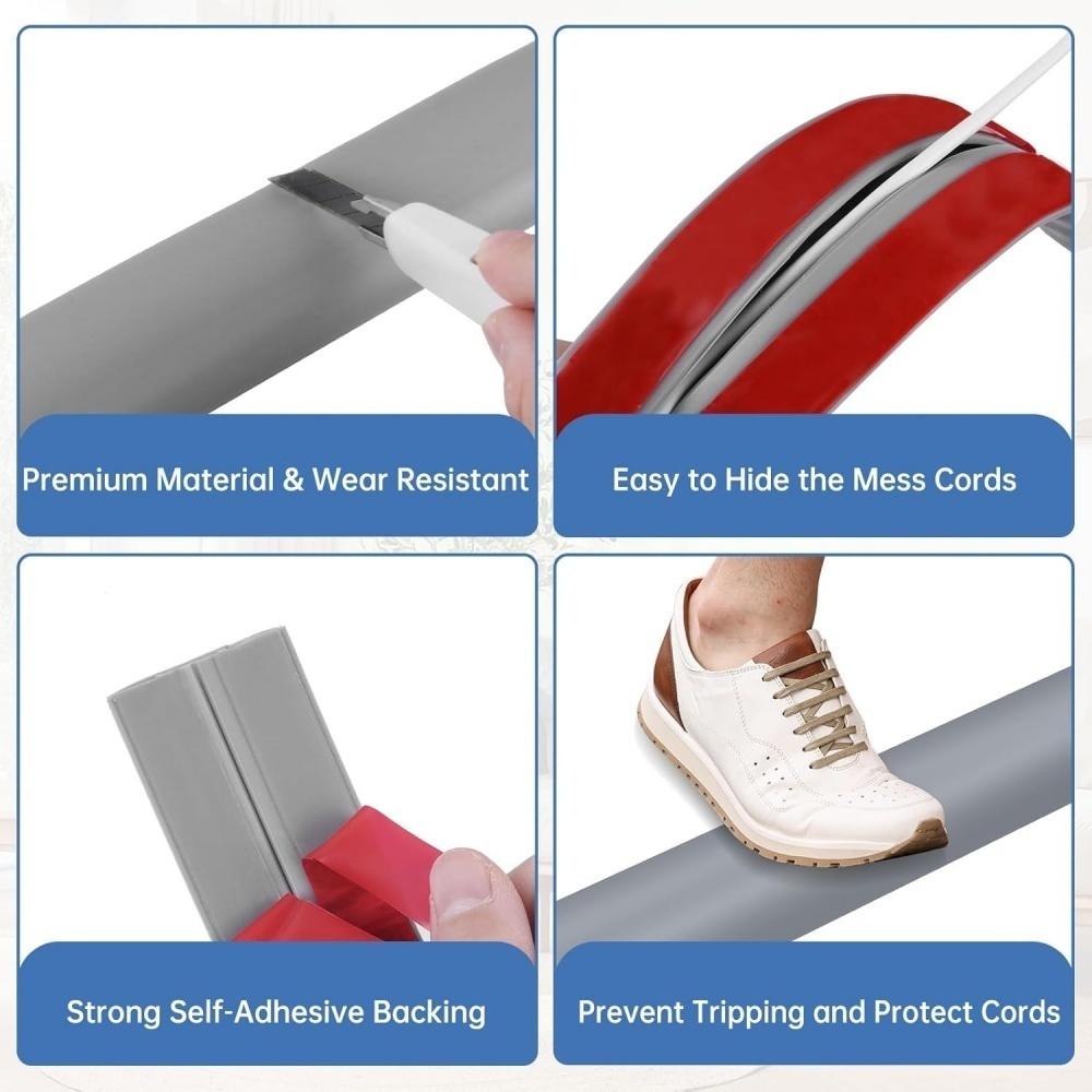 1PC 1m/2m/3meters Floor Cord Cover Extension Wiring Duct Protector Power Cable Protector Covers Practical Wire Organizer