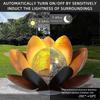 Solar Lotus Light Garden Outdoor Table Decor,Amber Crackle Globe Glass Lotus Flower Light Decoration,Metal Lotus Flower Lamp Waterproof Led Light For