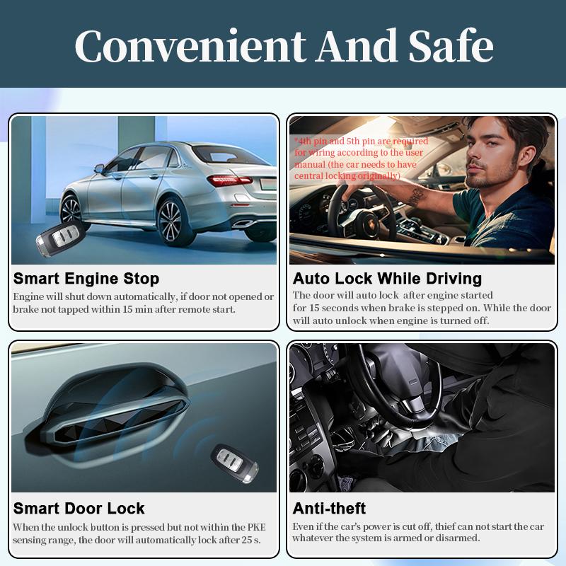 Автомобильная сигнализация с дистанционным управлением PKE, вход без ключа, запуск двигателя, сигнализация, кнопка дистанционного стартера, стоп, авто 12 В