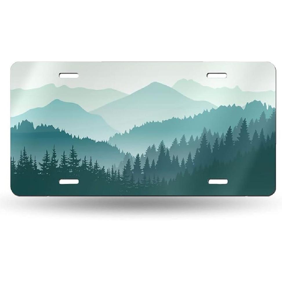 Black Cat Eyes Watching Front License Plate Aluminum Decorative License Plates Funny Metal Car Plate 6"X12" Novelty Vanity Tag Cover With 4 Holes Car