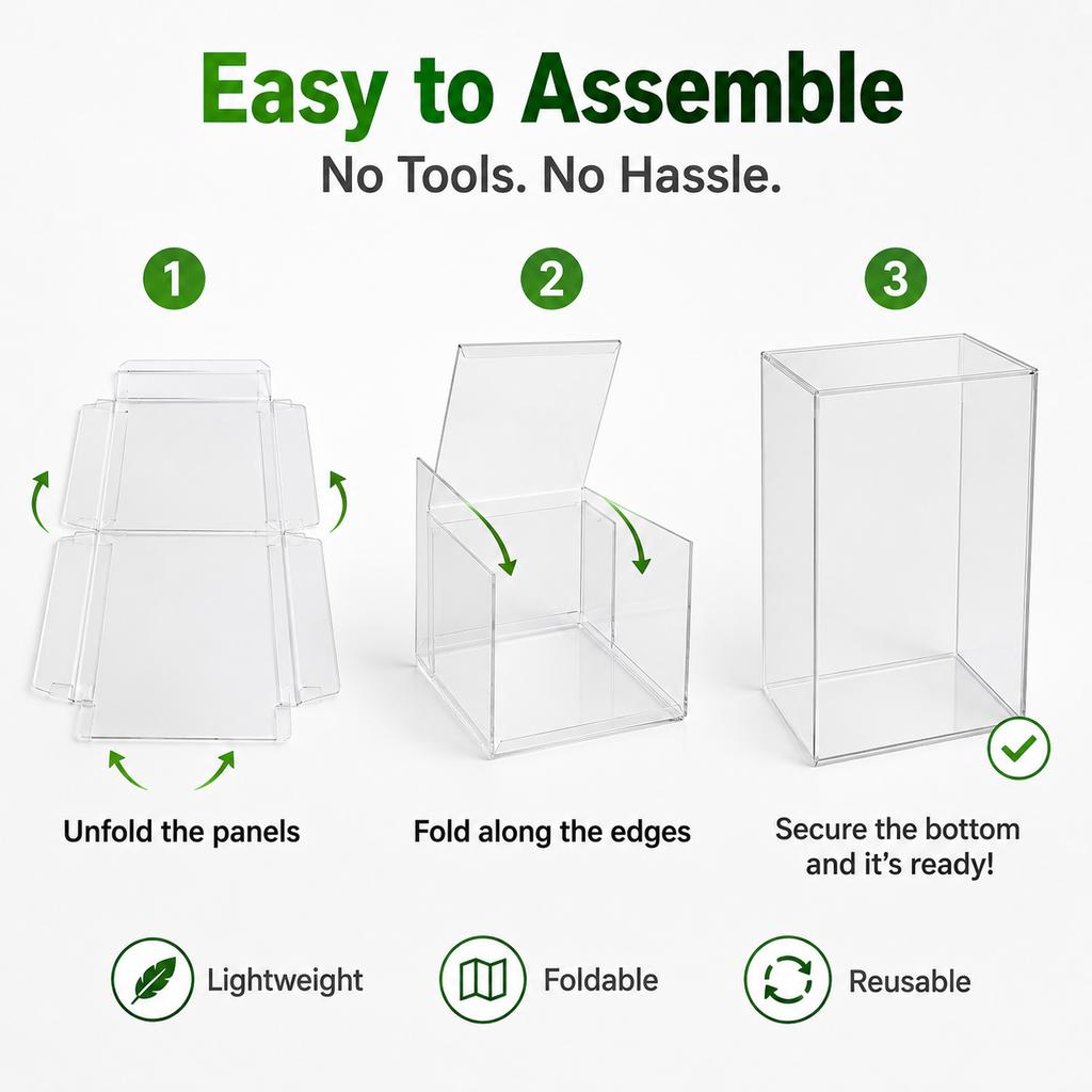 10x Transparent Protective Display Box for Glow in the Dark Figurines