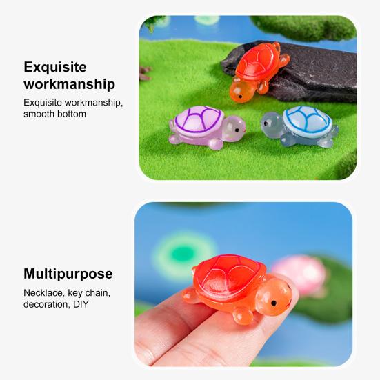 24 шт. Фигурки черепах, светящиеся смоляные украшения в виде черепах, светящиеся в темноте миниатюры черепах для волшебного сада, поделки своими руками, мох, микроландшафтное украшение