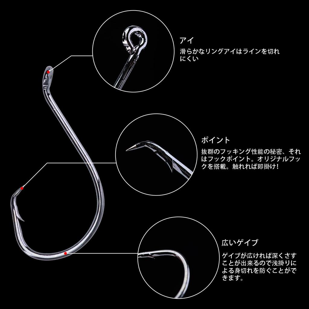 Goture Jig Head Set, #1, 1/0, 2/0, 3/0, 4/0, 25 of Each, for Ajing, Rockfishing, and Light Fishing, 150 Jig Head Hooks