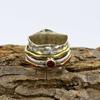 Garnet Gemstone Ring, 925 Sterling Silver Ring, Three Tone Ring, Bohemian Ring, Designer Ring, Wedding Gift