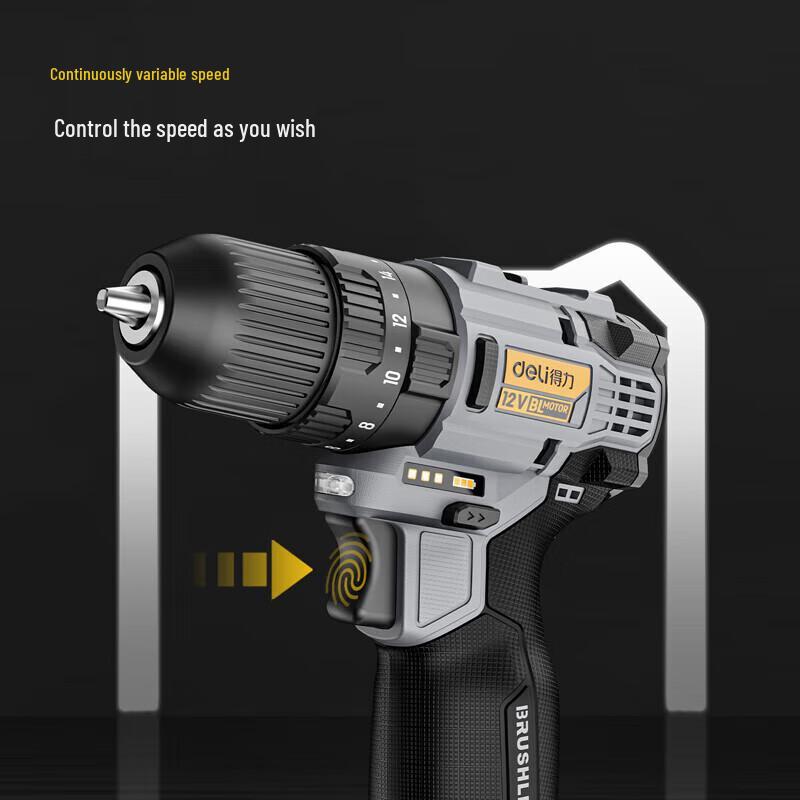 Deli 12V Brushless Cordless Impact Drill CN plug (adapter included)