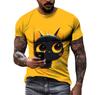 Summer Fashion Casual Cartoon Cat Graphic T-shirt For Men New Funny Anime Pattern 3D Digital Printing Round Neck Harajuku Tees