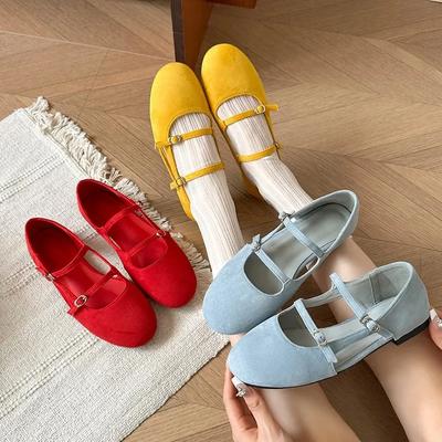 Повседневные женские слипоны, удобные туфли Мэри Джейн с ремешком и пряжкой, модные дышащие летние туфли в корейском стиле на плоской подошве