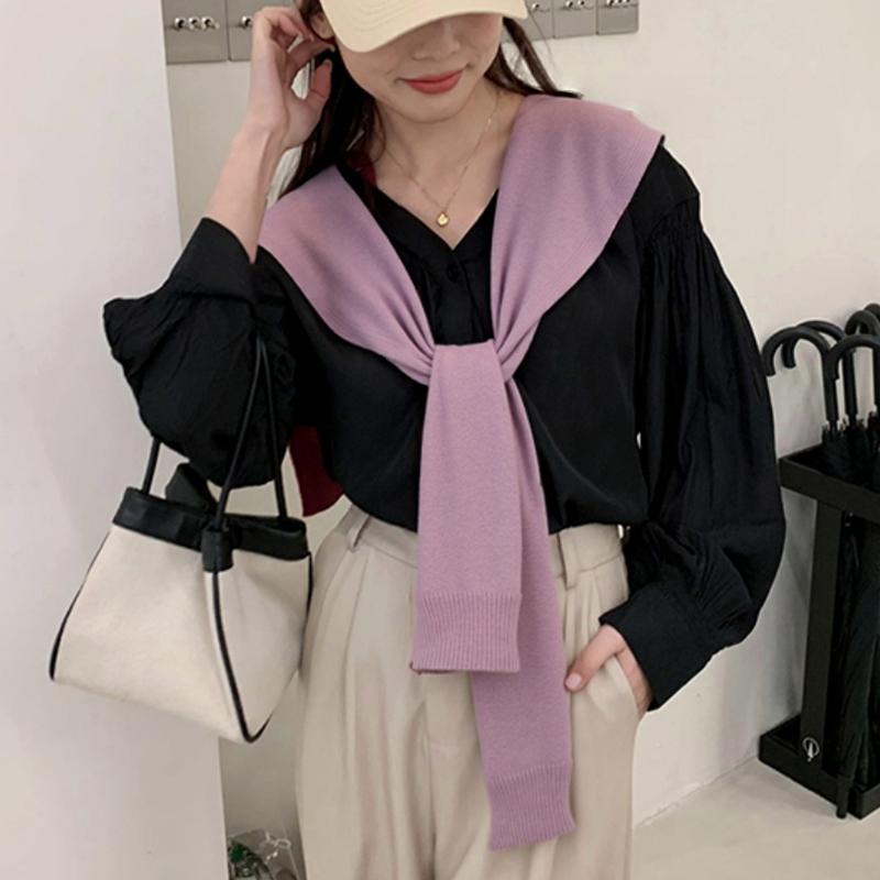 1 шт. Аксессуары для одежды Универсальная однотонная классическая шаль Теплый шарф Минималистичный стиль Вязаный материал Мода Многоцветный