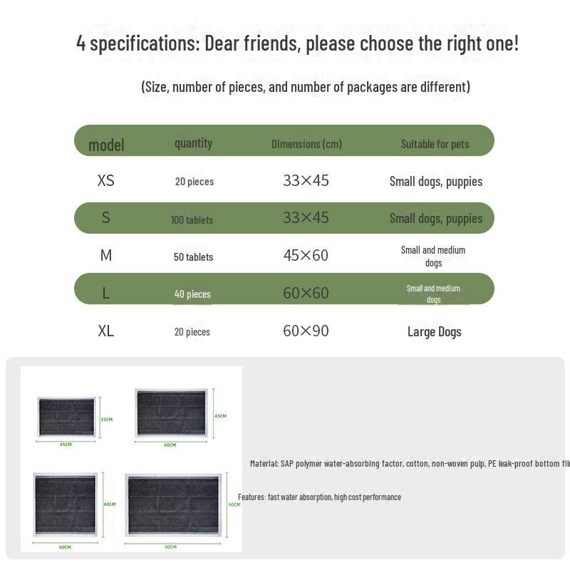 100 впитывающих подгузников для домашних животных с бамбуковым углем — утолщенные для собак, кошек и плюшевых пород