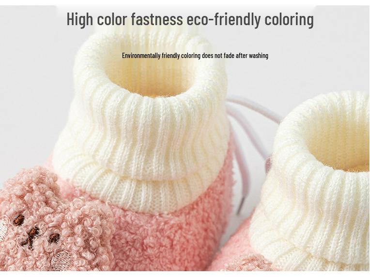 Warm Lambswool Fleece Baby Prewalker Shoes - Non-Slip, Thickened for Autumn/Winter
