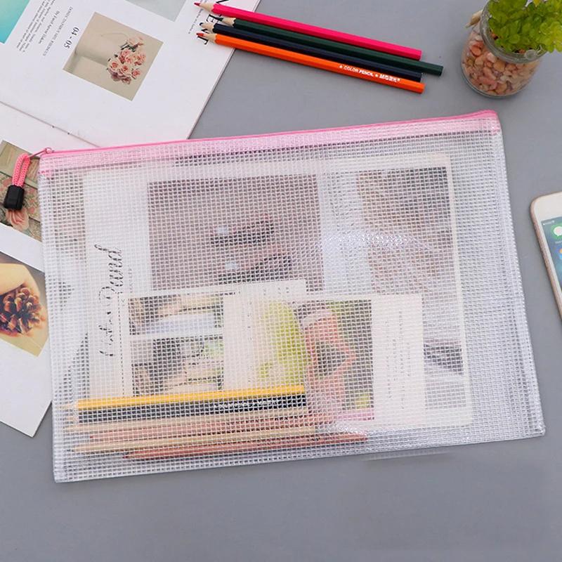 3 шт. A3/A4/A5 сетчатый мешок на молнии сумка для документов водонепроницаемая папка-файл на молнии школьные канцелярские принадлежности пенал сумки для хранения