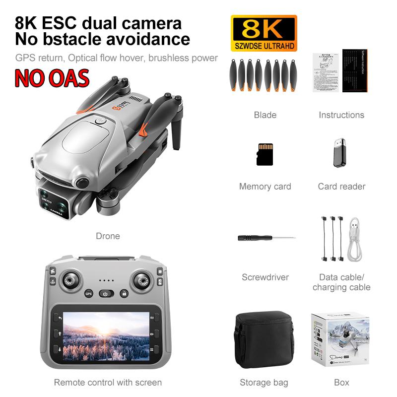 2025 НОВЫЙ S119 GPS Дрон Профессиональный 8K Аэрофотосъемка Обход препятствий С пультом управления с большим экраном Складной Бесколлекторный Дрон Игрушки