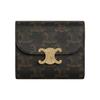 CELINE Triomphe Vintage Classic All-Over Print Metallic-Finish Lock Clasp Tri-Fold Canvas Wallet Small Women's Tan