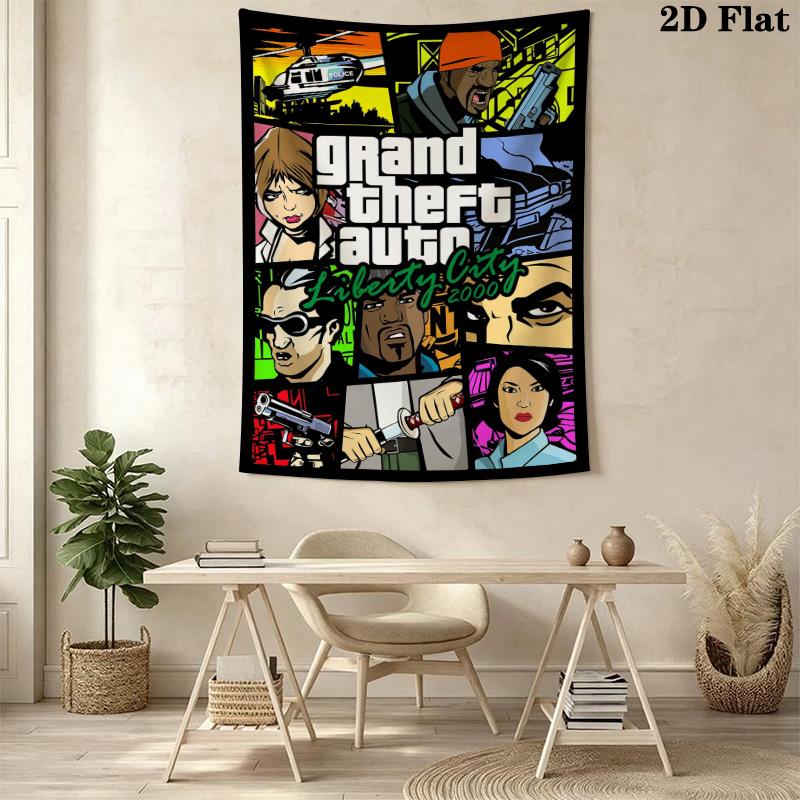 Гобелен для домашнего декора с узором GTA, Настенное панно, Декоративная ткань для стены RV.MGT0918544