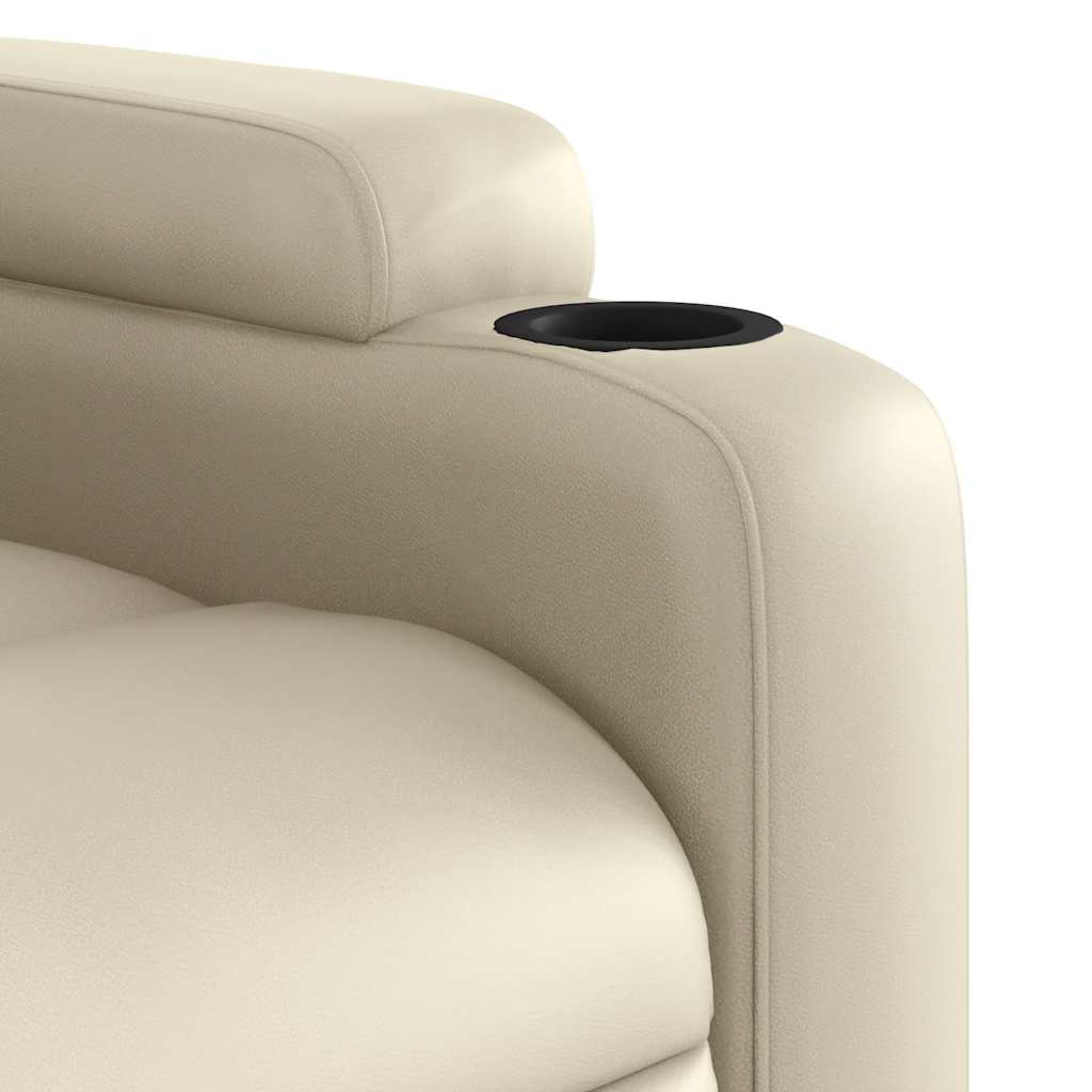 Electric Massage Recliner with Rising Function Cream Faux Leather