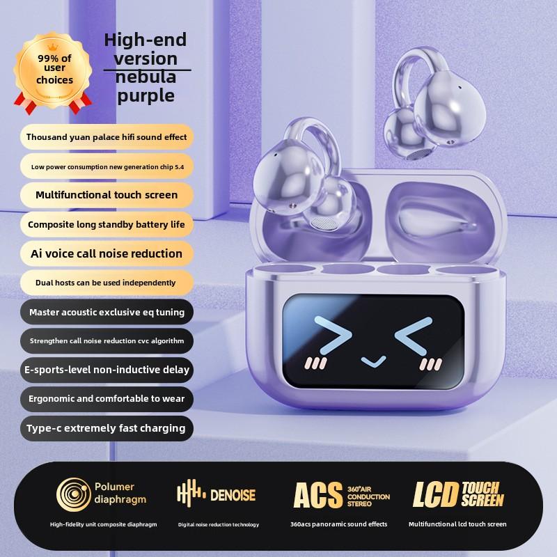 Wireless Bluetooth Headphones High-end Sound Quality with Screen Sports Clip Ear Long Wear Painless