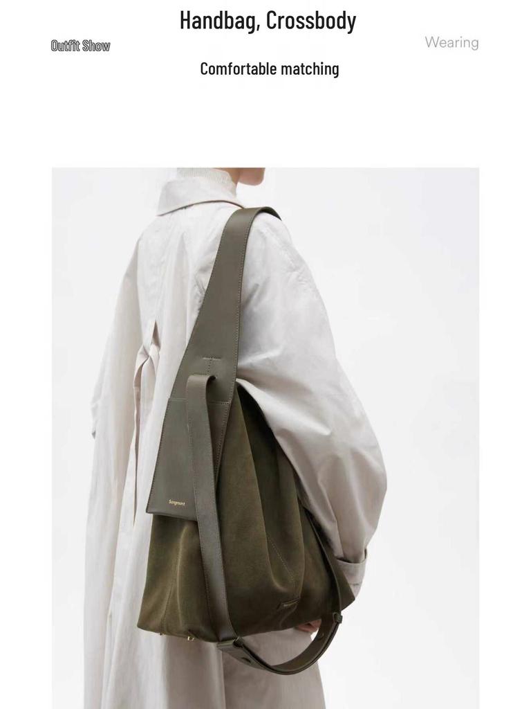 В наличии Сумка-тоут Songmont Yamashita из замши: Сумка большой вместимости, трансформер, на плечо/через плечо