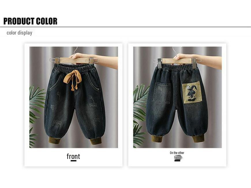 Джинсы для мальчиков на флисовой подкладке: Уютные повседневные брюки для детей на осень/зиму