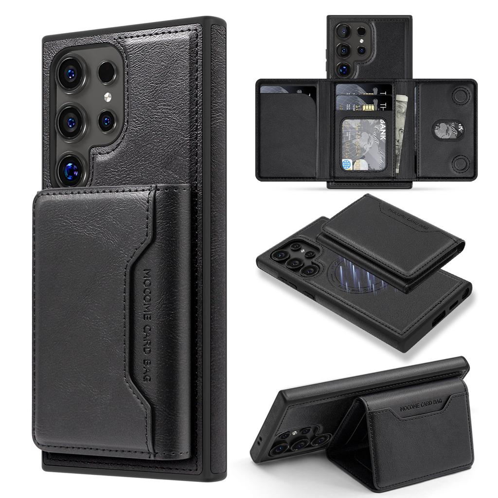 Suitable for Samsung S25 Ultra Mobile Phone Case Magnetic Card Bag Bracket Leather Case Card Two In One S23 Protective Case S22