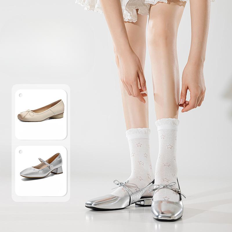 Summer Bow Hollowed-out Mesh Socks for Girls, Lace for Girls, Pile Socks, Thin Cotton Socks for Women